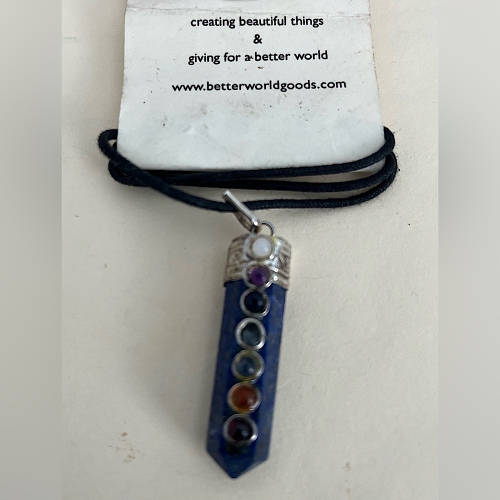 Lapiz lazuli 7 stone chakra pendent